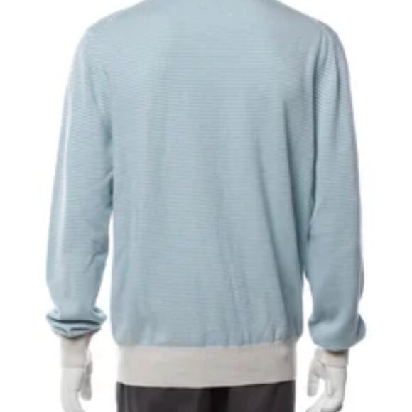 Loro Piana (Made in Italy) Cashmere Light Blue Pattern Sweater - Picture 3 of 3
